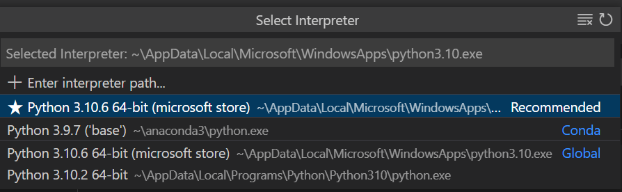 Python: Visual Studio Code (VS code) & Spyder 如何切換不同版本的Python直譯器( Interpreter ), VS code: 齒輪>命令選擇區(Ctrl + Shift +P) > Python: Select Interpreter #Spyder console: !where python #知道自己安裝的python路徑 - 儲蓄保險王
