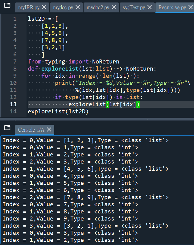 Python: list中的元素是list (2D list),函數自己呼叫自己,遞迴(Recursive) , dict的value是dict ,巢狀dict,可使用tuple當key,但不可使用list當key - 儲蓄保險王