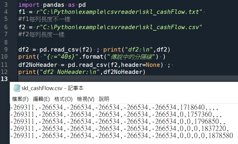 Python:如何用pandas.read_csv()讀取無欄標籤的csv檔?= pd.read_csv("路徑檔名.副檔名",header=None) ; print( "{:=^40s}".format("傳說中的分隔線") ) ;置中對齊,不足40字元的部分以=填滿 - 儲蓄保險王
