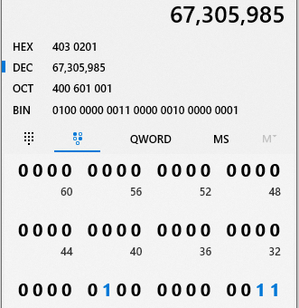 Python: 十進位的67305985是二,八,十六進位的多少?二進位前綴0b ; 八進位octal (前綴0o) ; 十六進位hexadecimal(前綴0x) ;前綴可將二,八,十六進位數字轉為十進位 ; 十進位數字轉為二,八,十六進位: bin(number) ; oct(number) ; hex(number) - 儲蓄保險王