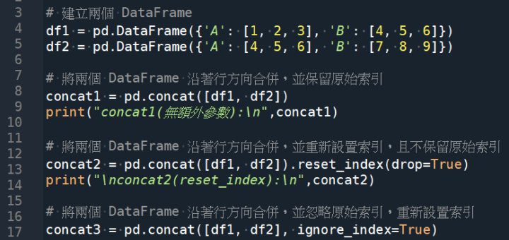 Python:如何用pandas.concat() 合併兩個DataFrame並重置index? pd.concat([df1, df2]) .reset_index(drop=True) ; pd.concat([df1, df2], ignore_index=True) - 儲蓄保險王