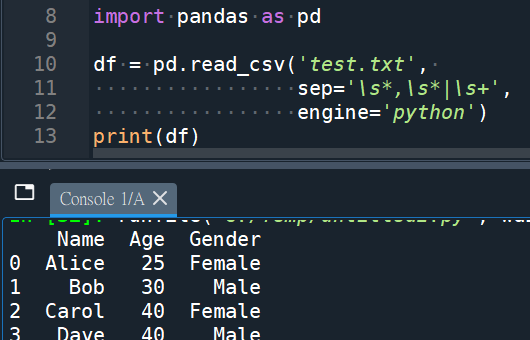 Python: pandas.read_csv()如何設定sep參數才能讀取分隔子同時有, " " (空白)的csv檔? df = pd.read_csv('test.txt', sep = 's*,s*|s+', engine='python') - 儲蓄保險王