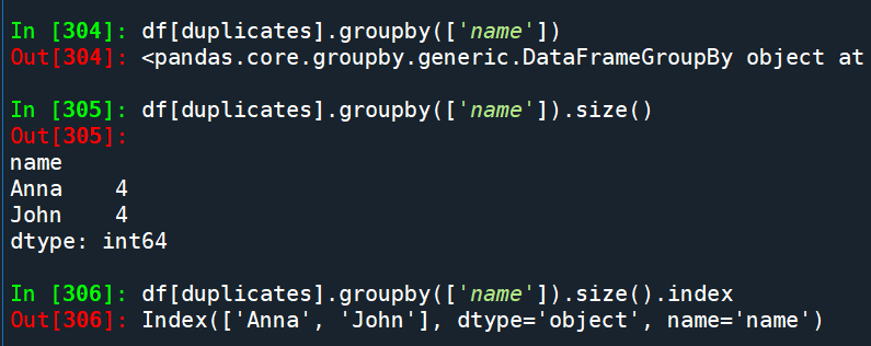 Python: pandas.DataFrame 如何找出重複值並計算重複次數? counts = df[duplicates] .groupby(['name']) .size() .reset_index(name='count') - 儲蓄保險王
