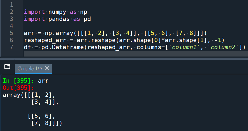 Python: 如何用numpy.ndarray的reshape 將3D array轉為2D array,再轉為pandas.DataFrame? arr.reshape(arr.shape[0]*arr.shape[1], -1) - 儲蓄保險王