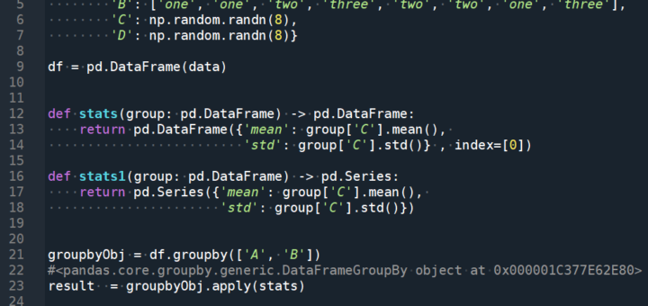 Python如何做excel的樞紐分析? groupbyObj = df.groupby(['A', 'B']) ; groupbyObj.apply() 跟 groupbyObj.agg() 差異為何? result = groupbyObj .apply( function(df) -> Series ) ; result_agg = groupbyObj .agg( ['mean', 'std'] ) ; aggfunc(Series) -> float - 儲蓄保險王