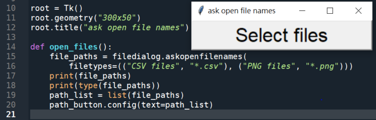 Python: 如何用tkinter做出 對話 Button GUI? 點Button即可選擇一個或多個檔案 file_paths ...