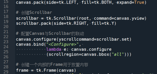 Python: 如何用tkinter 做出畫布(Canvas)與滾動條(Scrollbar)? canvas = tk.Canvas(root, width=400, height=300) ; scrollbar = tk.Scrollbar(root, command = canvas.yview) ; canvas.configure( yscrollcommand = scrollbar.set) - 儲蓄保險王