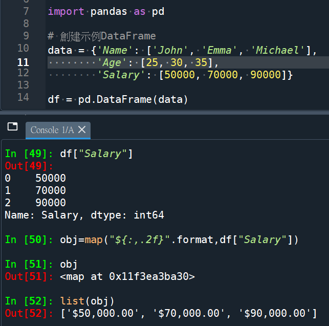 Python: pandas.DataFrame 如何對某些欄做格式化字串? apply(); applymap() ; map() 的差別? df['Salary'] = df['Salary'].map( '${:,.2f}' .format) - 儲蓄保險王