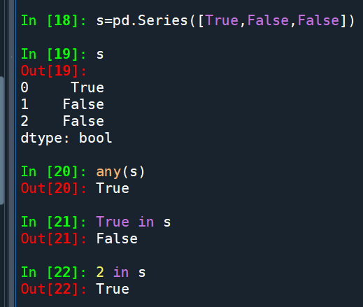 Python: any(list) 判斷list中是否有True ; all(list) 判斷list中是否全為True ; any(pandas.Series)相當於any(pandas.Series.values) ; i in pandas.Series 卻相當於於i in pandas.Series.index - 儲蓄保險王