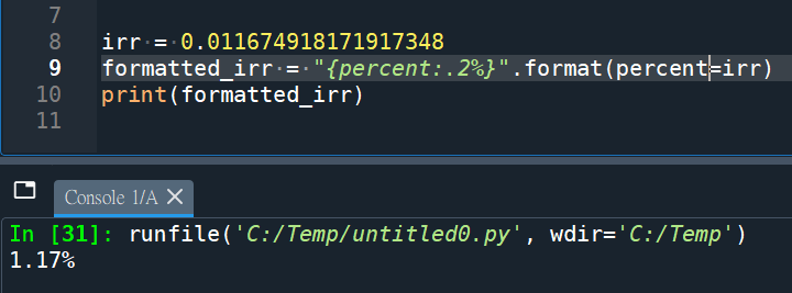 Python: 格式化字串 .format() 順序order,關鍵字keyword,索引index .2% 換算為百分比,精準到小數點下兩位 ...