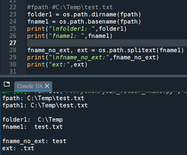 Python:如何將folder_path & file_name合併為file_path? fpath = os.path.join (folder , fname) #不需要[ ]包覆folder,fname; fpath1 = "\".join( [folder , fname] ) #需要[ ] 包覆folder,fname ; 反過來講,file_path如何拆分為folder_path & file_name? os.path.dirname() ; os.path.basename() ; file_name如何拆分為主檔名與副檔名os.path.splitext() #split(分裂) ext - 儲蓄保險王
