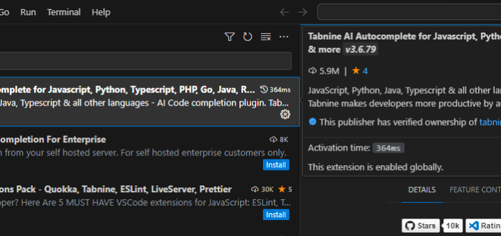 Python: Visual Studio Code (VS code)如何擴充tabnine (AI人工智能輔助程式碼完成)? 如何將編輯畫面切分為左右兩邊,分別顯示兩個不同檔案? - 儲蓄保險王