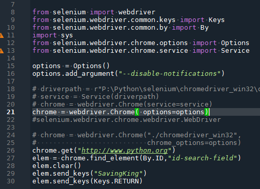 Python: 網路爬蟲 selenium 開啟chrome瀏覽器自動連線 ; chrome = webdriver.Chrome( options=options ) ; Python的命名慣例: 全大寫表示常數,首字大寫表示Class - 儲蓄保險王