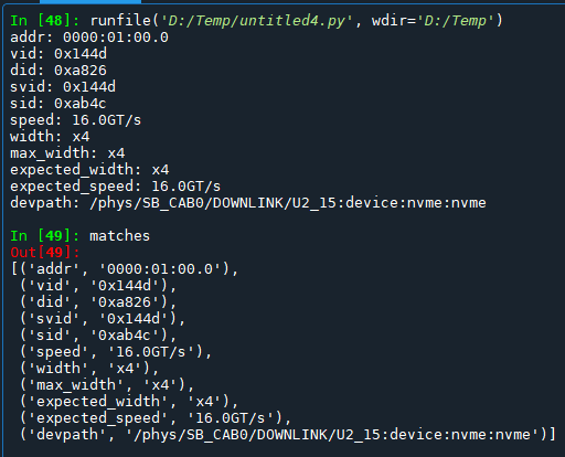 Python: 如何使用正則表示法(Regular Expression)非貪婪模式(.*?) or (.+?),取出以下字串所有被雙引號包圍的部分?response: addr="0000:01:00.0" vid="0x144d" did="0xa826" svid="0x144d" sid="0xab4c" speed="16.0GT/s" width="x4" max_width="x4" expected_width="x4" expected_speed="16.0GT/s" devpath="/phys/SB_CAB0/DOWNLINK/U2_15:device:nvme:nvme" - 儲蓄保險王