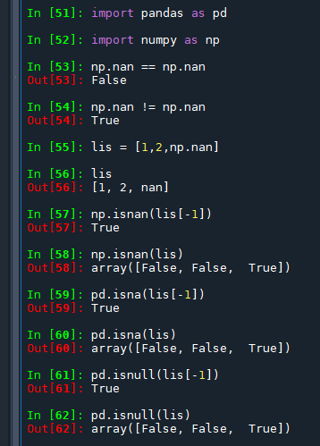 Python: 如何檢查NaN（Not a Number）? 為什麼 np.nan == np.nan 返回 False? numpy.isnan() ; pandas.isna() ; pandas.isnull() ; np.isnan() 只能處理數值型資料(np.nan) ; pd.isna() , pd.isnull() 除了np.nan以外,還可以處理None, pd.DataFrame, pd.Series - 儲蓄保險王