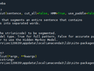 Python: 如何使用jieba做中文斷詞? jieba.cut(sentence, cut_all=False, HMM=True, use_paddle=False) #.cut() return generator 如果需要獲取具體結果，需要用 join() 或 list() 處理 #.lcut() 直接生成list