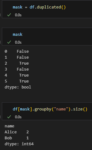 Python Pandas GroupBy 的 size 陷阱：為什麼你的計數結果總是不對？如何計算重複次數? duplicates = df.duplicated( subset = ['name'] ) - 儲蓄保險王