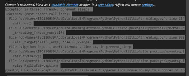 Python防止電腦自動休眠:用 pyautogui + threading 輕鬆做到 pyautogui.move(1, 0) #滑鼠右移1畫素; pyautogui.press('f15') #按虛擬按鍵F15; pyautogui.screenshot() #截圖不存檔; t= threading.Thread ( target=prevent_sleep, daemon=True) ; t.start() - 儲蓄保險王