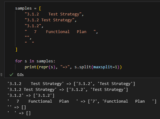 Python str.split() 的 maxsplit 速懂教學(含常見陷阱與實用對比);如何分割標題號 與 標題文字? "3.1.2 Test Strategy".split(maxsplit=1) #注意中間無底線: 非max_split - 儲蓄保險王