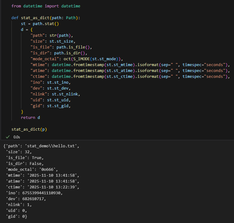 Python 入門教學:用 Path.stat() 與 os.stat() 讀懂檔案資訊; from pathlib import Path ; type(p).__name__ #'WindowsPath'; p.stat().st_size == os.stat(p).st_size == os.path.getsize(p) - 儲蓄保險王
