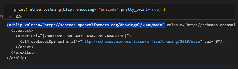 Python 讀取 DOCX 圖片關聯：qn+find/findall 與 XPath 的實戰對照 from lxml import etree ; from docx.oxml.ns import qn; lxml.etree._Element.findall( f".//{ qn('a:blip') }" ) ; .get( qn("r:embed") ) #獲取 屬性名 'r:embed' 的 屬性值(如: 'rId4') ; lxml.etree._Element.xpath( "//a:blip/@r:embed", namespaces = NS) #/@r:embed = 獲取 屬性名 'r:embed' 的 屬性值(如: 'rId4'),使用.findall() 要先.findall()獲取List[_Element],再迴圈_Element.get()獲取屬性值, .xpath() 第一個參數path 使用"//a:blip/@r:embed" ,可直接獲取屬性值(List[str]如: ['rId4', 'rId5']) ; 如何對docx真實移除圖片瘦身? - 儲蓄保險王