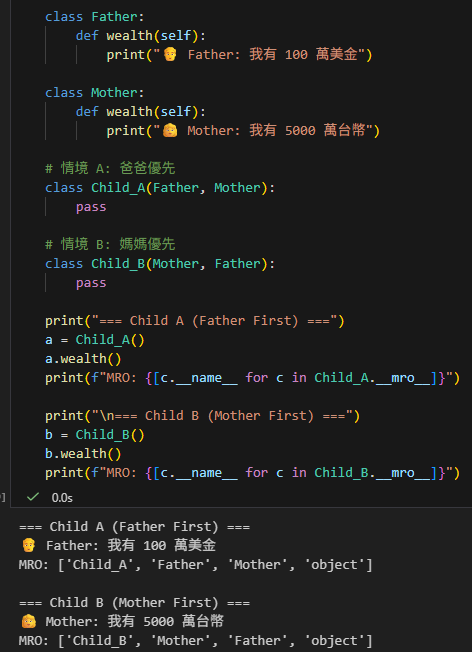 Python MRO 完全攻略：當兒子繼承了多個富爸爸，該聽誰的？—— 深入理解 Method Resolution Order (MRO) 與 C3 線性化算法 - 儲蓄保險王