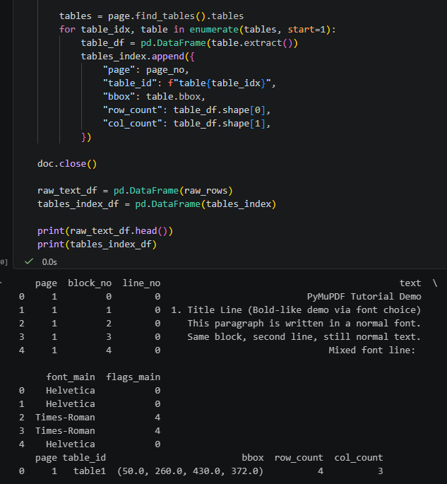 Python PyMuPDF fitz 教學：從pdf中抓文字、抓 fonts、抓表格; pip install PyMuPDF ; import fitz ; text_dict = page.get_text("dict") #type(page) is pymupdf.Page ; blocks:list[dict] = text_dict['blocks'] ; page.find_tables().tables [0].extract() ;如何判斷粗體字? - 儲蓄保險王