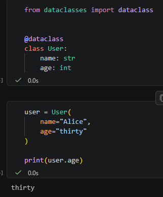 Python 資料模型完整教學：dataclass、TypedDict 與 Pydantic 的選擇與比較; from dataclasses import dataclass ; from typing import TypedDict ; from pydantic import BaseModel - 儲蓄保險王