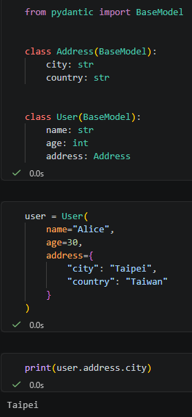 Python 資料模型完整教學：dataclass、TypedDict 與 Pydantic 的選擇與比較; from dataclasses import dataclass #自訂類別物件; from typing import TypedDict #內建的dict物件; from pydantic import BaseModel #自訂模型物件 - 儲蓄保險王