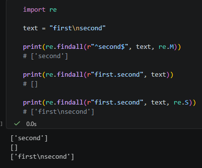 Python 正則表示法(Regular Expression) : re.M、re.MULTILINE、(?m) 簡化教學; 若要讓 . 跨越多行，使用的是 re.S（re.DOTALL） - 儲蓄保險王